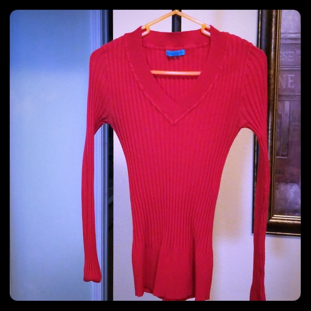 Red v-neck sweater